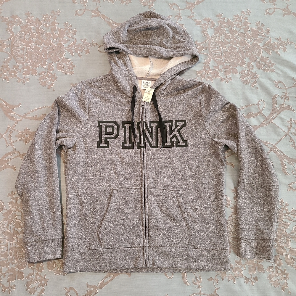Victoria's Secret PINK Gray Full Zip Hoodie Women’s Size Large